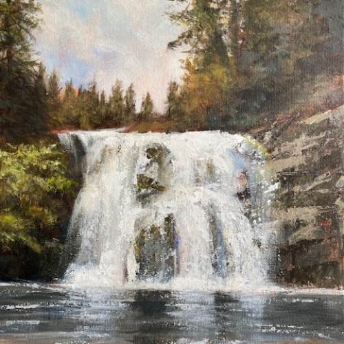 Acrylic Painting_ Wilderness Waterfall