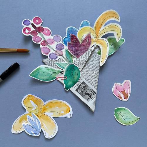 Simple Watercolor Flower Bouquets