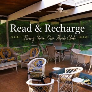 The Screened Porch at Virginia’s House, home of Read & Recharge: Bring Your Own Book Club.